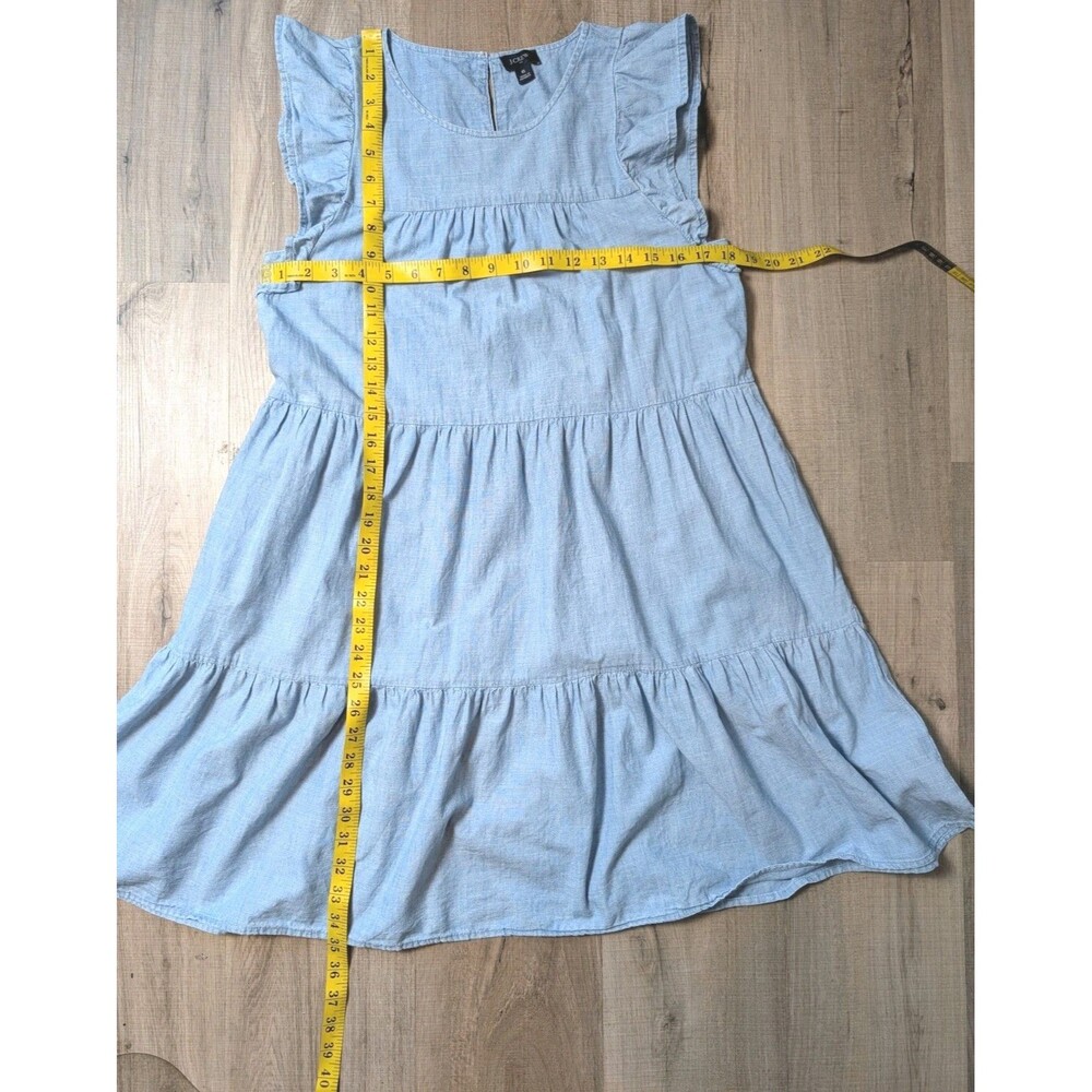 J. Crew Size 6 Chambray Dress Flutter Sleeve Babydoll Pockets Cotton Boho Chic - Picture 11 of 11